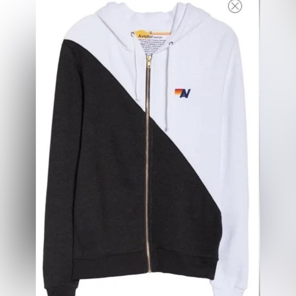 Aviator Nation Black/White Zip Hoodie - Picture 1 of 4